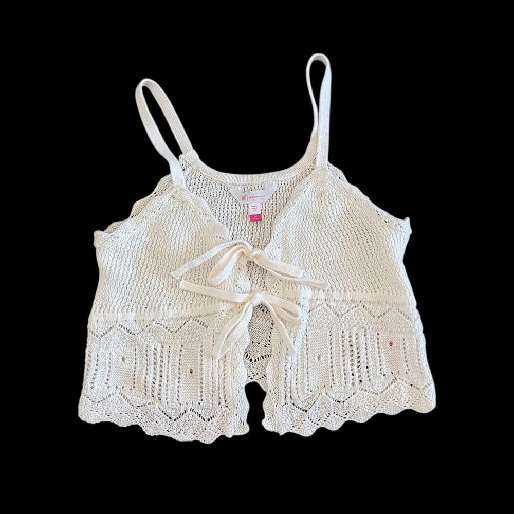 New No Boundaries Tie Front Crochet Vest size medium 7 /  9 swimsuit coverup